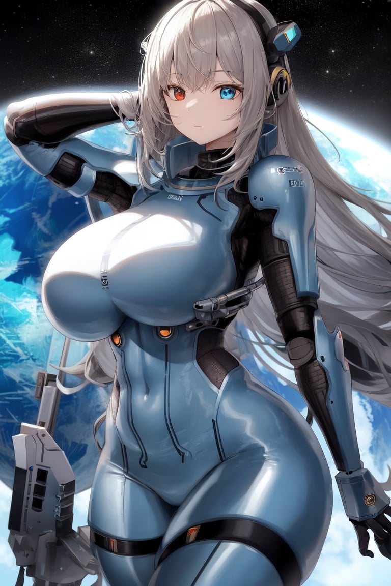 Image of scifi,planet,robot,1girl,thick thighs,big breasts,(masterpiece:1.4),(highres},(extremely detailed),high quality, (latex skin)+++
