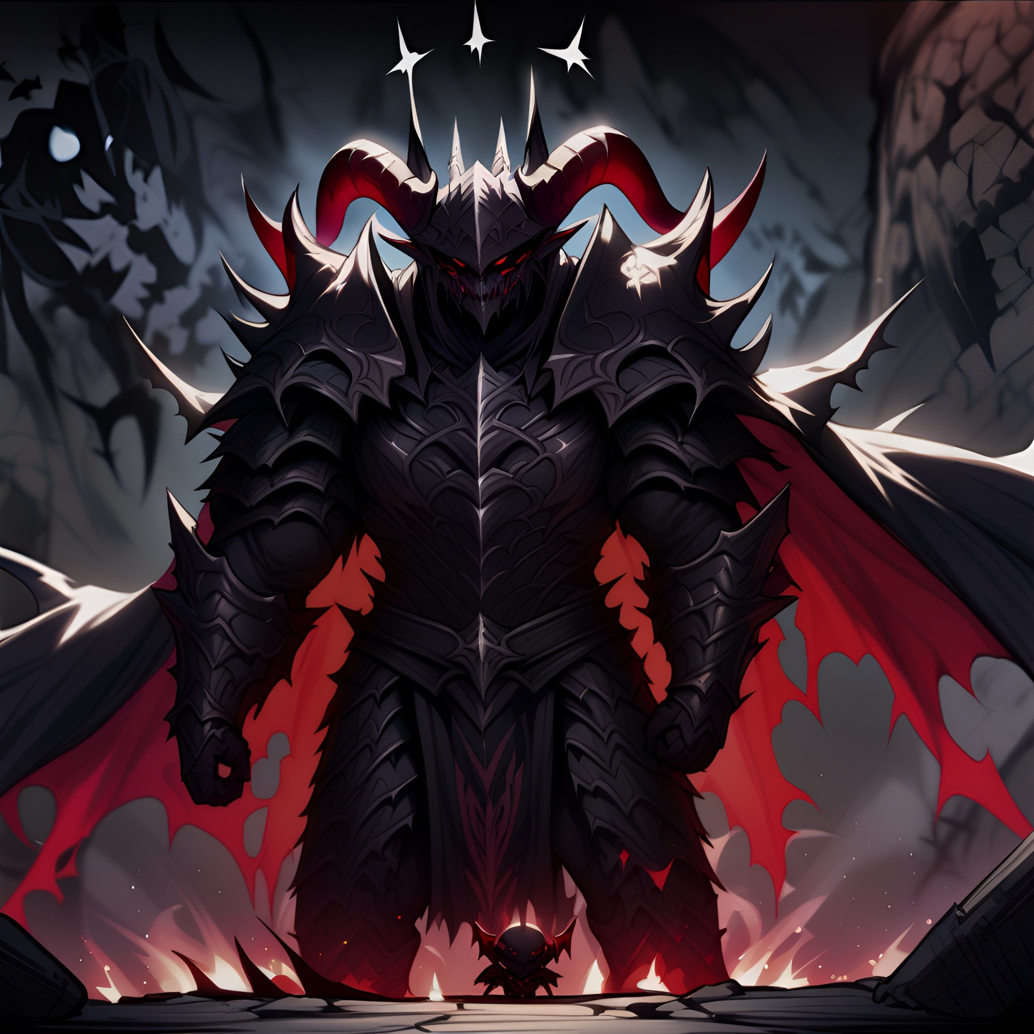 1man, solo, standing, demon, horns, demons armor++, cool armor+++, cool helmet++,  fantasy+++, demon lord+++++