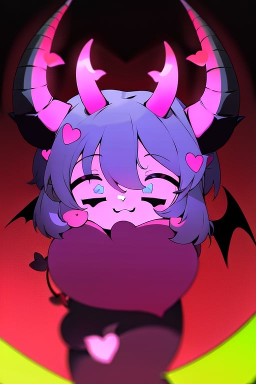 Image of (((absurd res)))++, (masterpiece quality)++, no humans++, (((logo, demon horns, demon tail, hearts)))+++, (detailed lineart, vibrant coloring, cell shading)++, (no background)++, glowing++