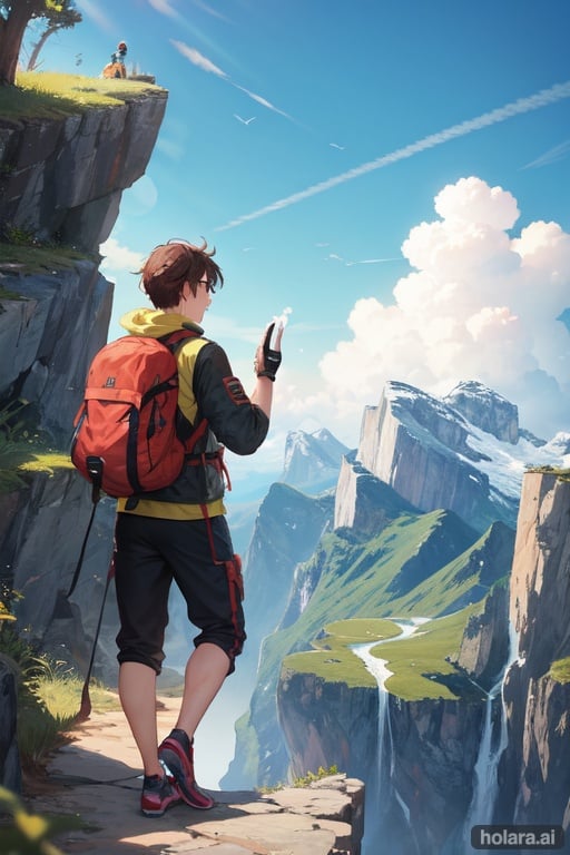 Image of Male hiking on a mountain 