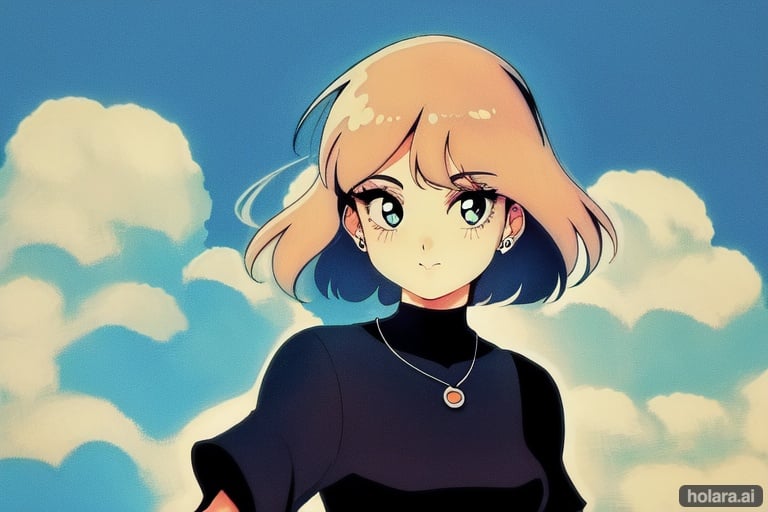 Image of 1girl, solo, vintage, retro, retro artstyle, 1960s, vhs quality