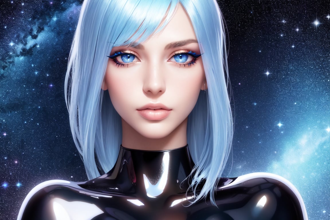 Image of +++++++ beautiful face, +++++ glossy lips, ++++ glittery latex, medium breasts, ++++++ blue eyes, space girl