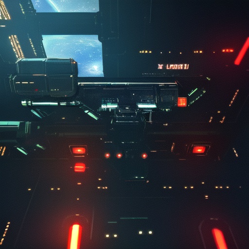 (A space station cyberpunk lights)++ , futuristic ships right wing