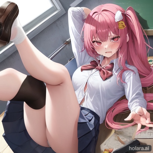 Image of girl falling in a school kiling herself. failure friday party night happy crying with eyes open