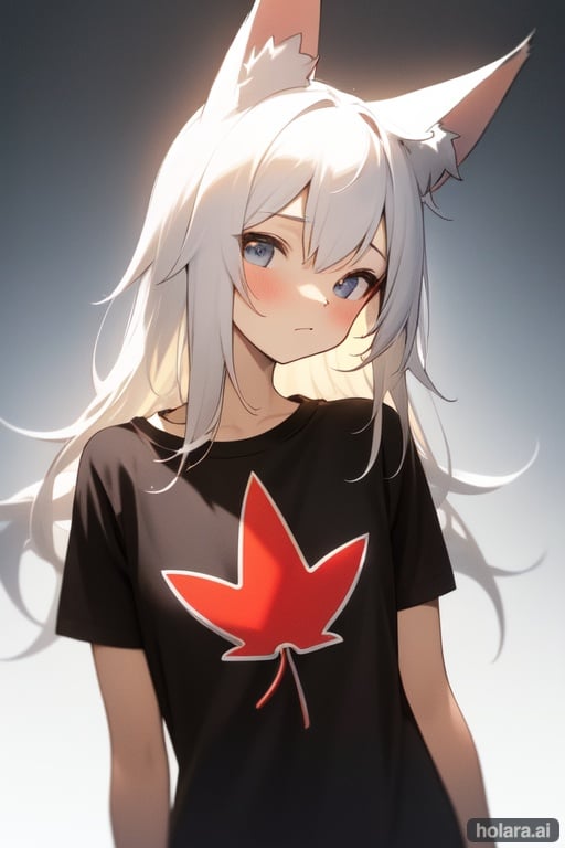 canadá, fox ears,With a canadá T-shirt