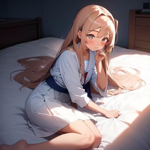 Cute anime girl chillin in bed