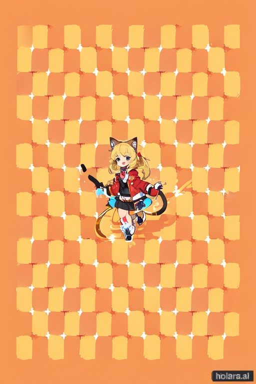 Image of 1girl, blonde hair, blue eyes, cat ears, red jacket