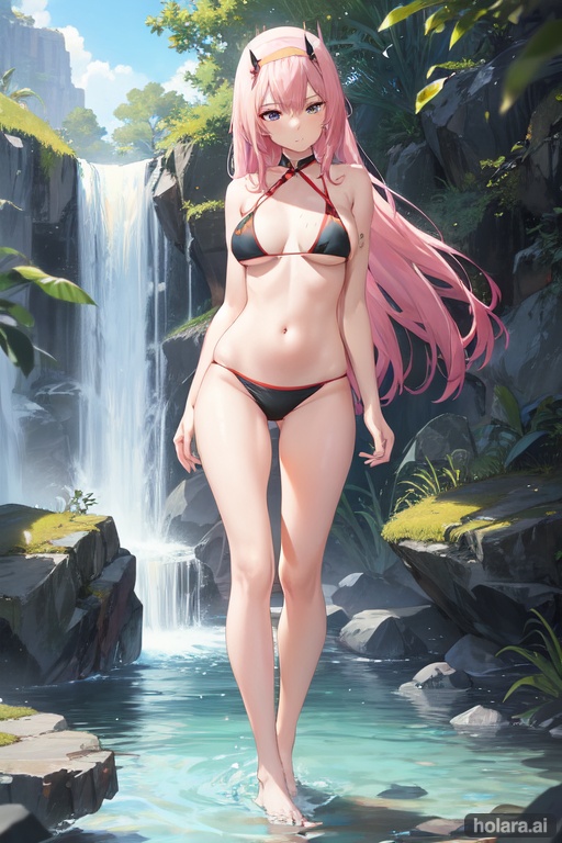 Image of full body, zero two, bikini top removed