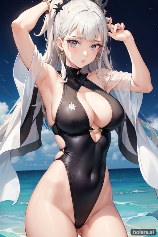 Image of Noelle Silva black clover wearing a one-piece swimsuit