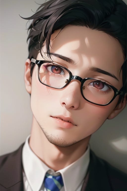Image of {{{{drawn by Yana Goya}}}, picture of a handsome Japanese teenager, pale freckled skin, {short hair), relaxed hair, (male focus), solo, realism, gorgeous face, receiving a full-body mage by another Japanese teenager, erect , perfect  shape, gorgeous genitals, {{uncircised}}, short neat beard, {{{ed over his face}}}, frenulum facing viewer,