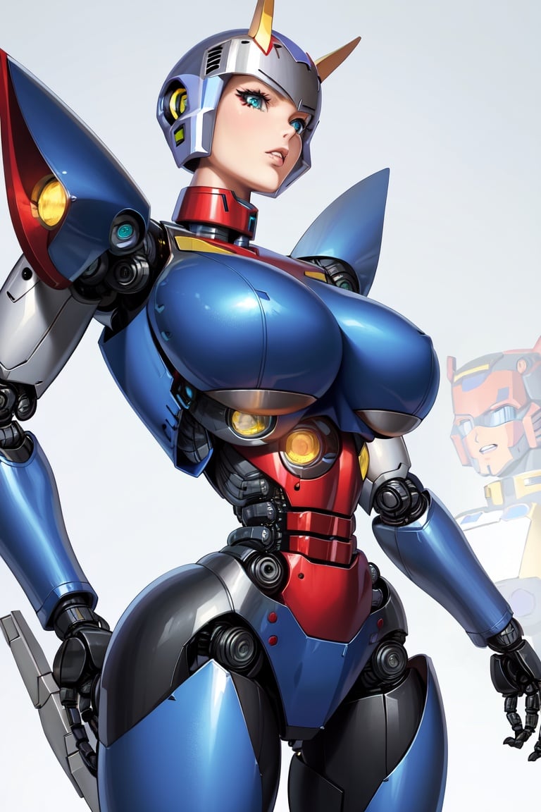 Image of Fallout woman, robotic++++, mecha+++, captain, crossed arms, latex+++ skin, big breasts