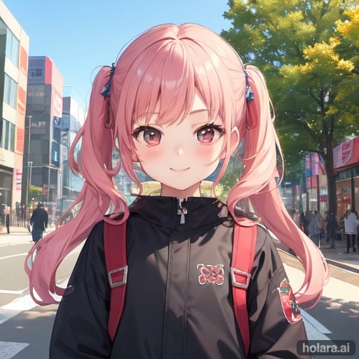 Image of Masterpiece+++, best quality++, perfect anatomy, 1 girl, little girl, loli, child,  flat chest, cute anime face, smile, Tokyo, outside, park