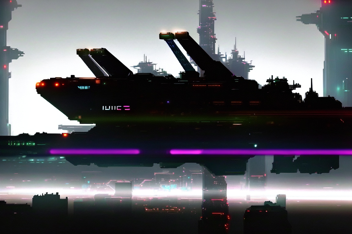 (A space station cyberpunk lights)+++, ((futuristic ships apart separated from the space station cyberpunk lights right))++, (all from a somewhat distant point)++