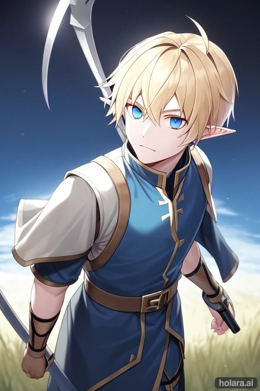 Image of blonde hair blue eye elf boy hunter blonde fox tail