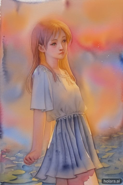 Image of 1girl, (watercolor painting)