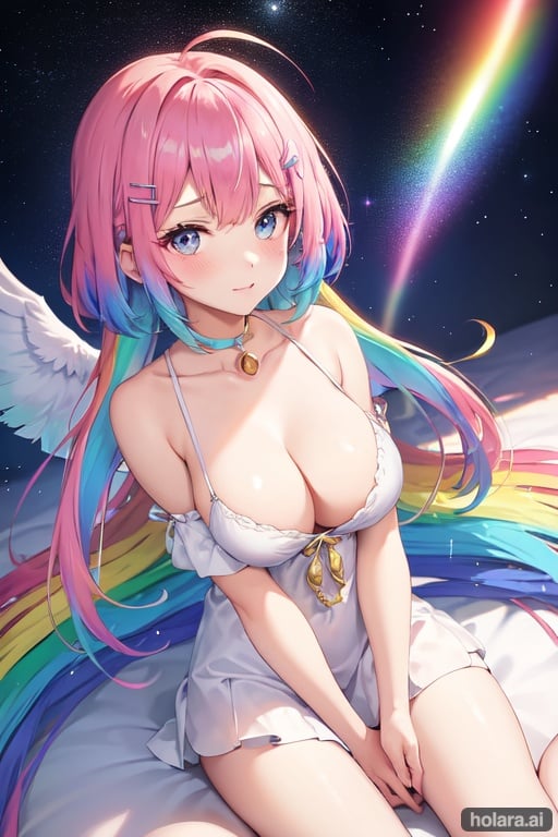 Image of Beautiful rainbow hair angel girl (shimmer)