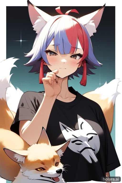 Japão+, fox ears,With a Japão T-shirt